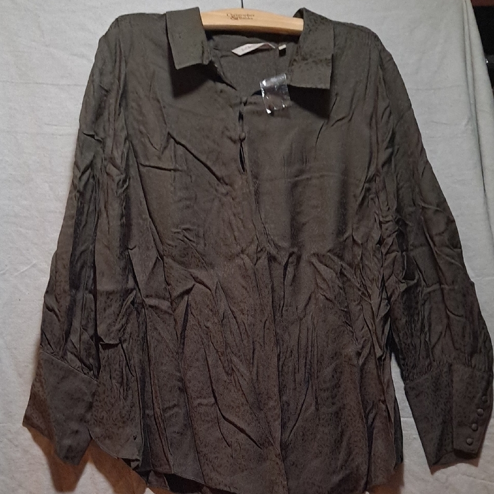 Soft Surroundings Dark Green Long Sleeve Shirt